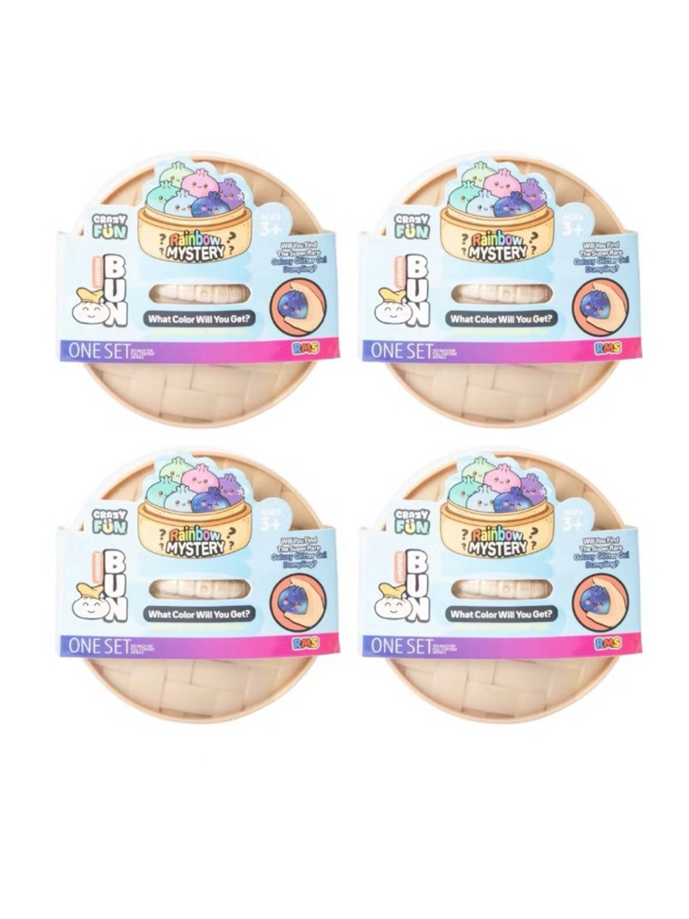 4x Rainbow Mystery Squishy Bun Dumpling